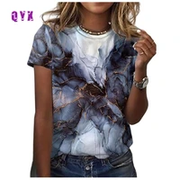 2022 womens 3d floral print t shirt abstract top summer botanical fashion street unique v neck loose t shirts