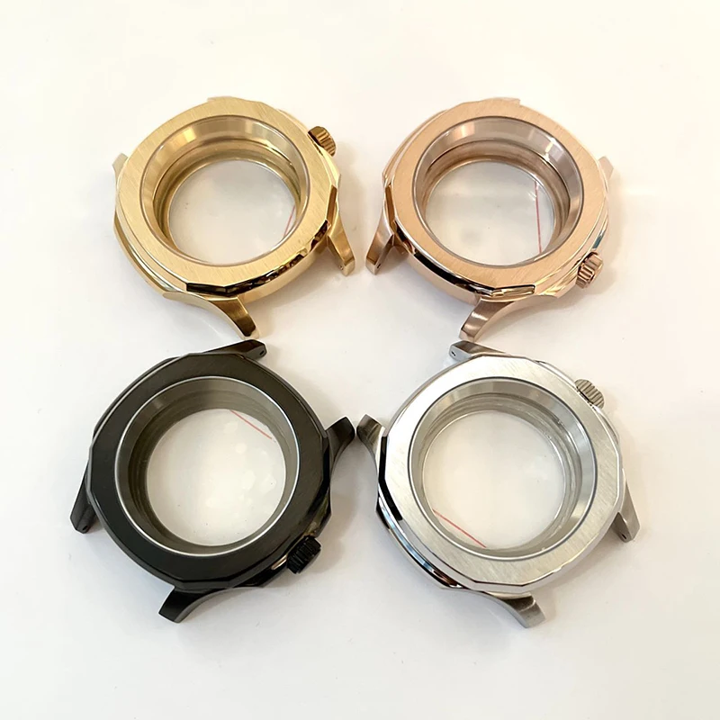 PVD Watch Parts 43mm Case for NH35 NH36 Movement Replacement Watch Accessories for Nautilus Sapphire Crystal Clear Back Case