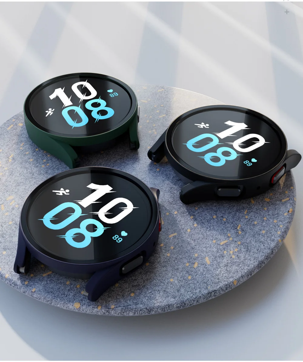 Стекло и чехол для Samsung Galaxy Watch 4/5/6 40 мм 44 матовый защитный бампер из поликарбоната