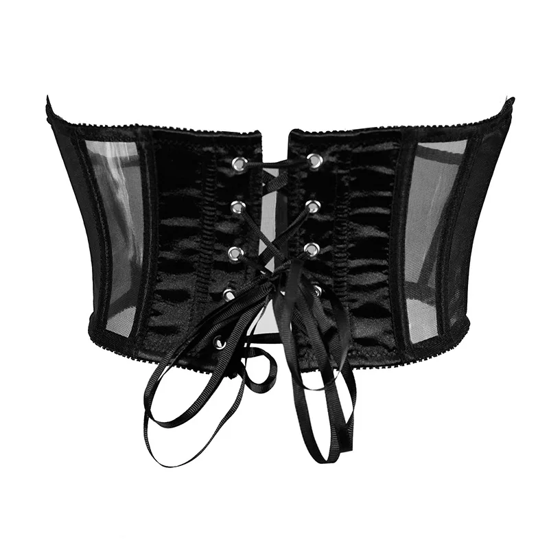 Chest Binder Underbust Corset Lace Transperant Short Torso Gothic Clothes Women Sexy Outfit Lingerie Black Gorset Crop Top Corse