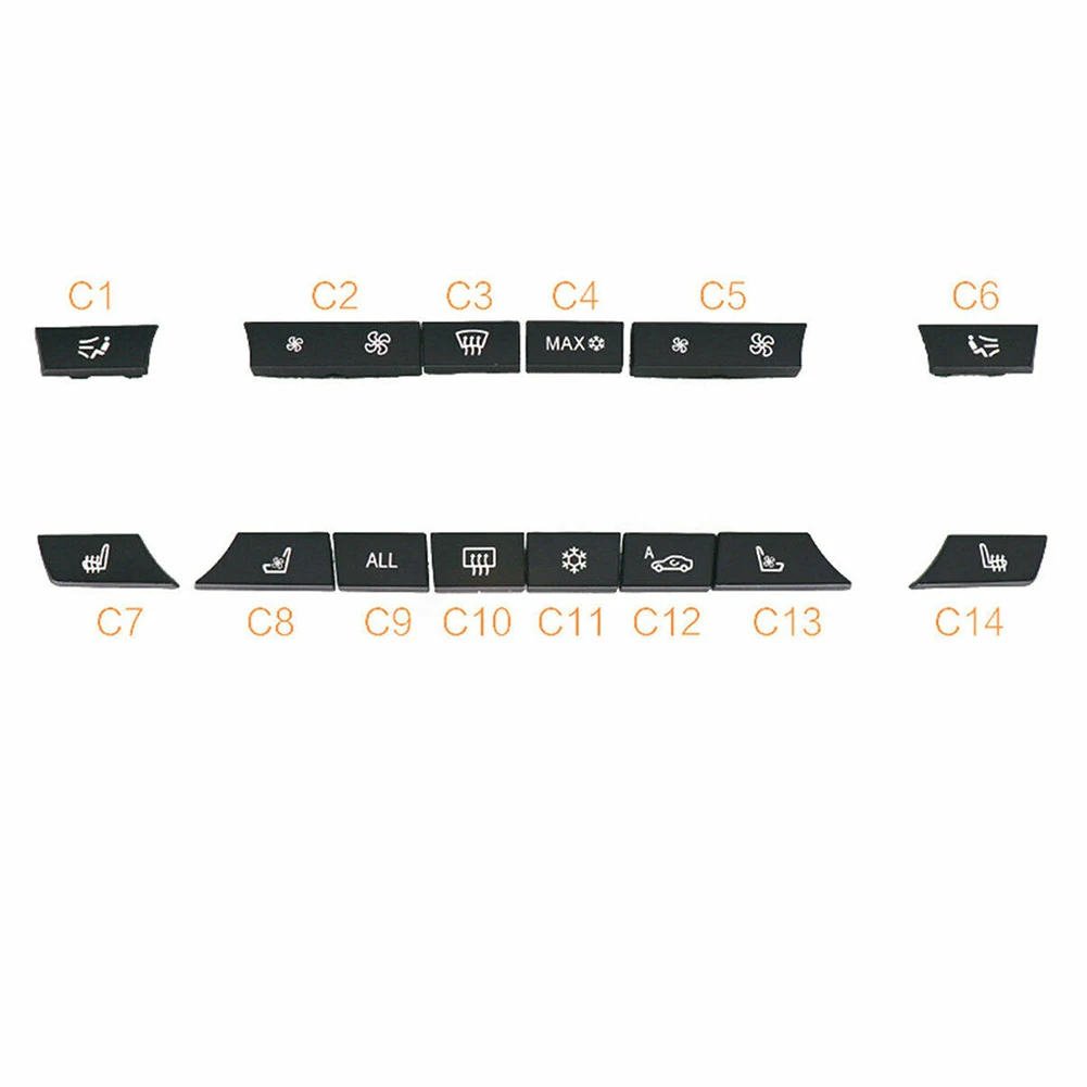 

For BMW 5 6 7 Series F01 F10 F12 AC Heater Switch 14 Button Key Cap Repair Kits 615284508359 Car Interior Stickers