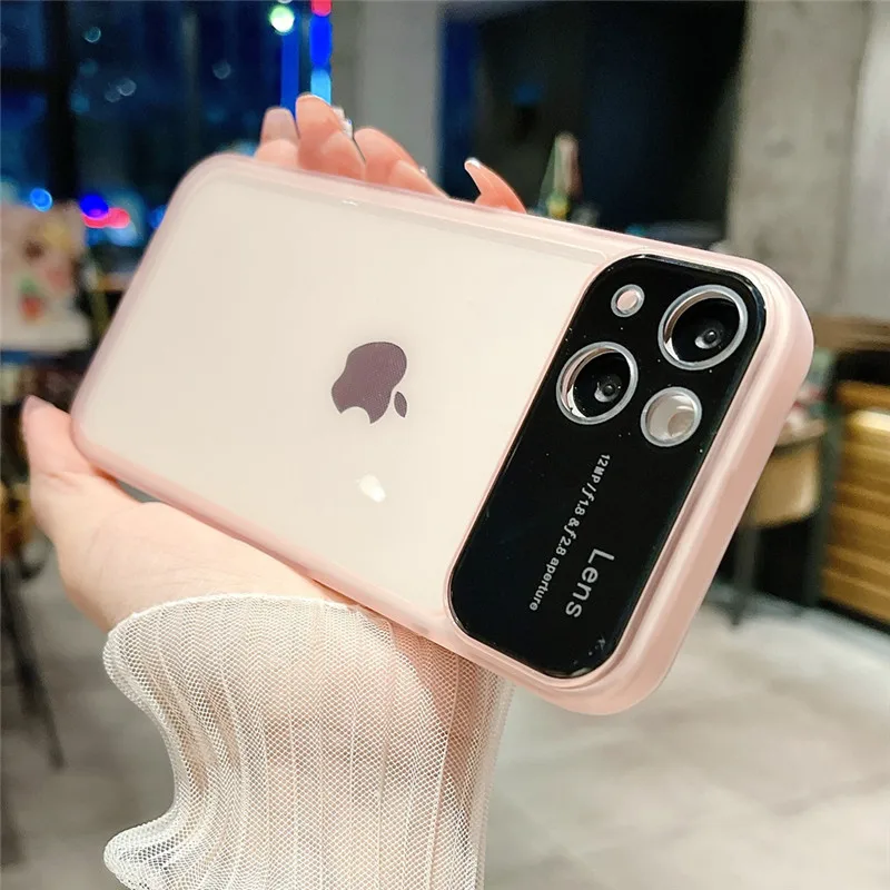 

For iPhone 14 Transparent Silicone Big Window Phone Case For iPhone 12 13 14 Pro Max Full Camera Protection TPU Shockproof Cover