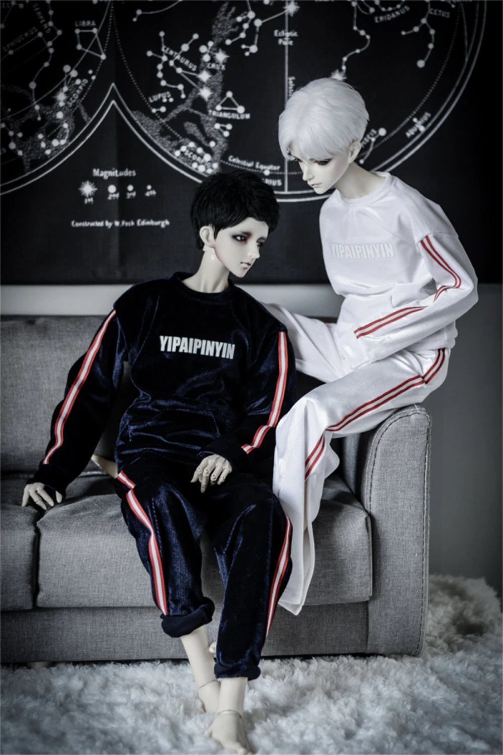 

BJD doll clothes are suitable for 1/3 1/4 size MSD Uncle fashion casual golden fleece sport set 2 color into doll accessories