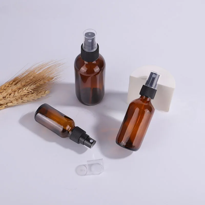 

5pcs 60ml Glass Spray Bottles Amber Essential Oils Bottle Portable Fine Mist Hydrosol Atomizer Cleaning Solutions Sub-Bottling