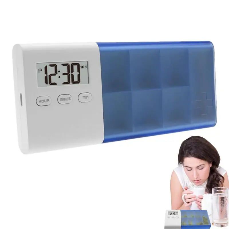 

Automatic Pill Dispenser USB Timed Weekly Pill Box Pill Organizer 7 Compartments Scintillation Vibration Alarm Warning LCD