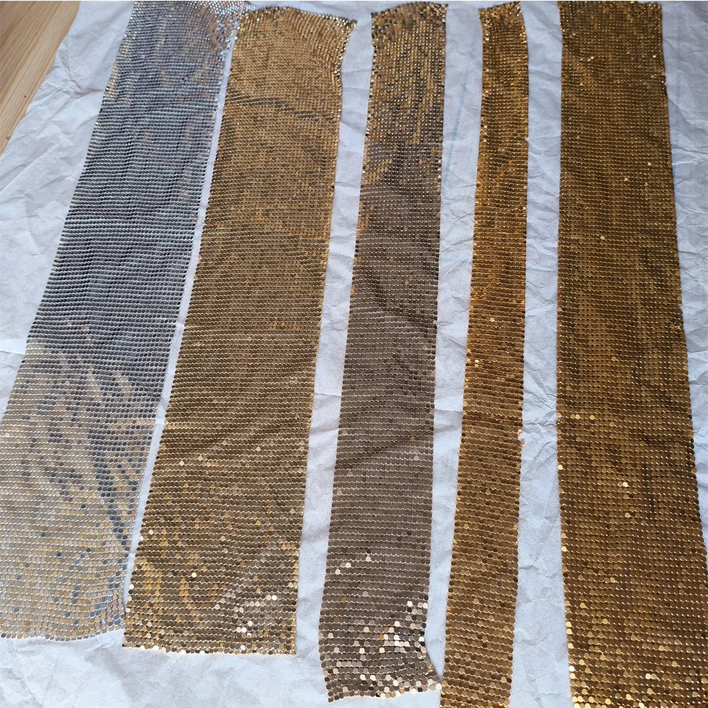 Золотая серебряная металлическая сетчатая ткань с блестками расшитая сделай сам