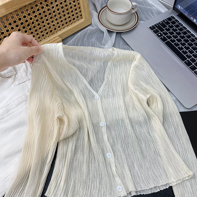 Женская тонкая шаль с длинным рукавом и V-образным вырезом