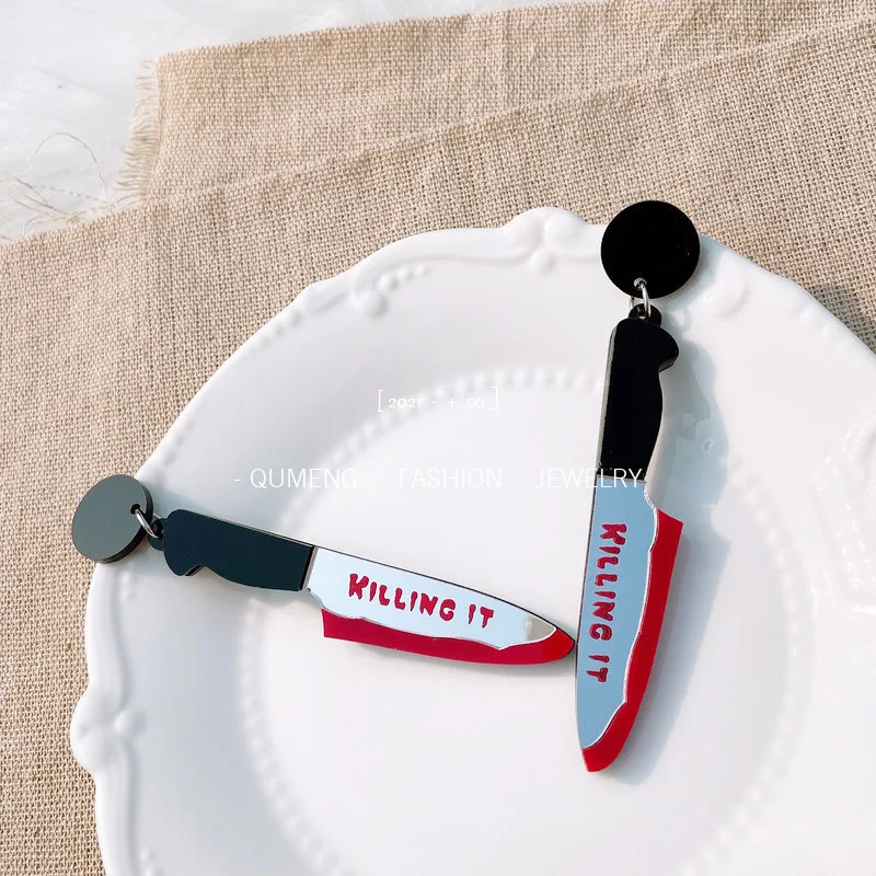 Новые Мультяшные акриловые серьги YAOLOGE в виде капли для женщин цветные с пламенем