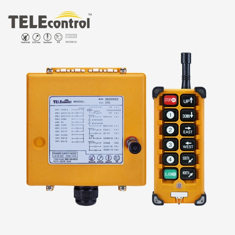 

TELEcontrol UTING F23-BBS Industrial Radio Remote Control 12V 18-65V 65-440V UHF 8 BUTTONS 1 Single Speed for Crane Hoist Truck