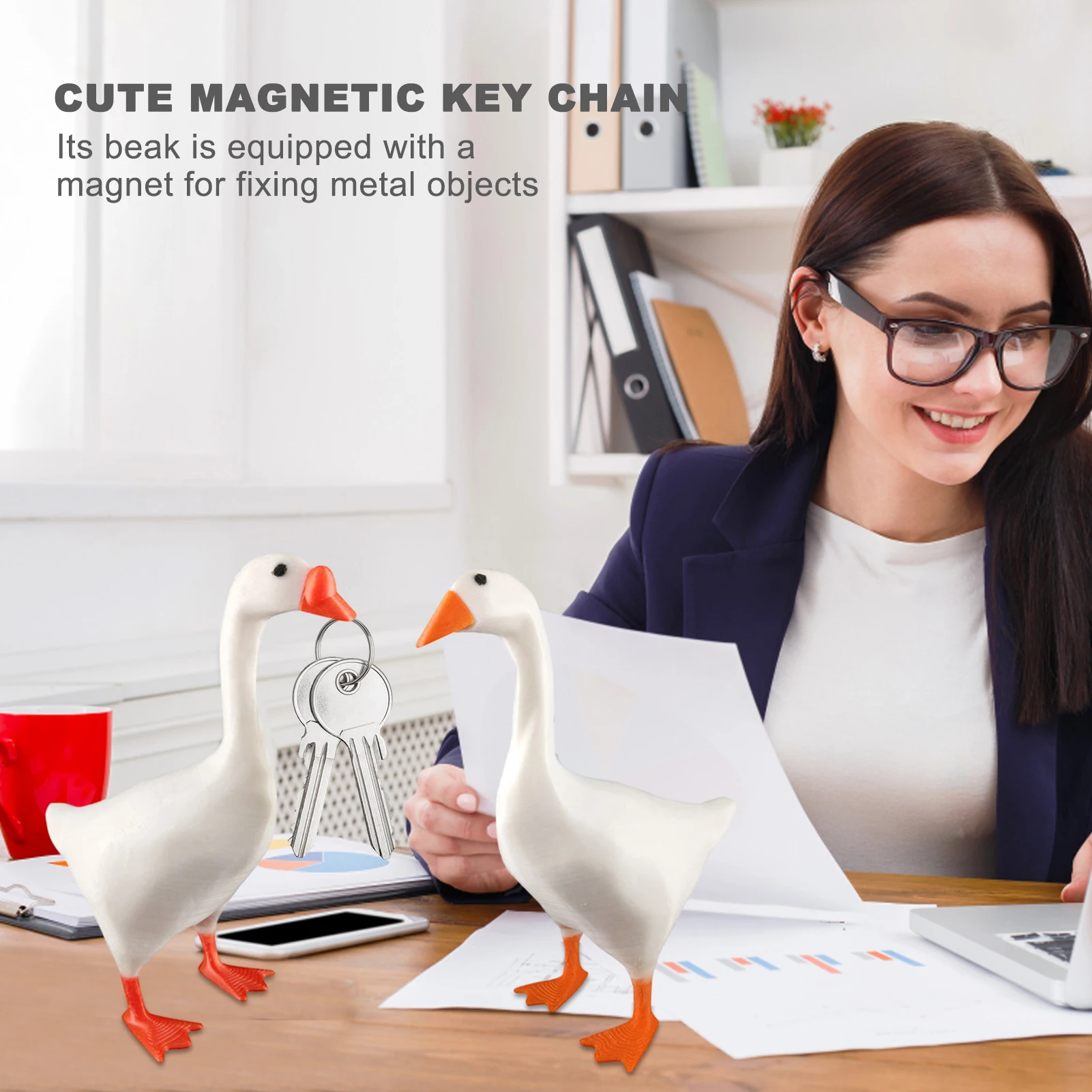 

Magnetic Duck Statue Keychain Key Holder Animal Figurines Key Hanger Garden Statues Art Decor Ornament Cute Key Storage Rack