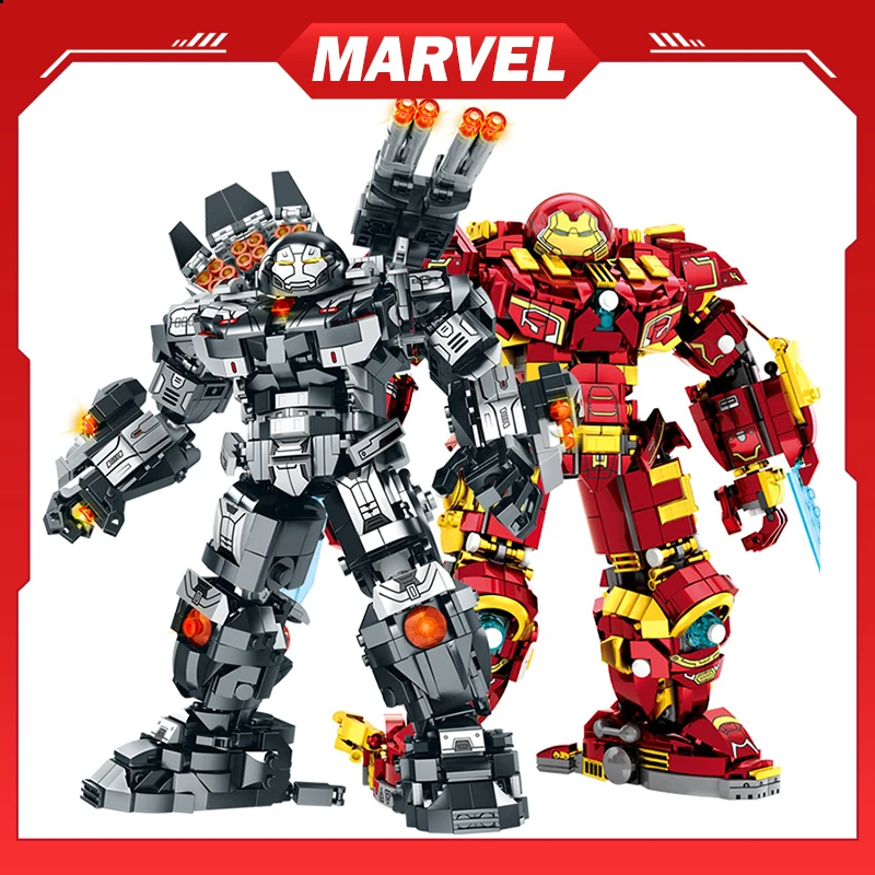 Bloques de construcción de superhéroes de Marvel, figuras de acción de los vengadores, Iron Man, Hulkbuster, juguetes para niños y adultos