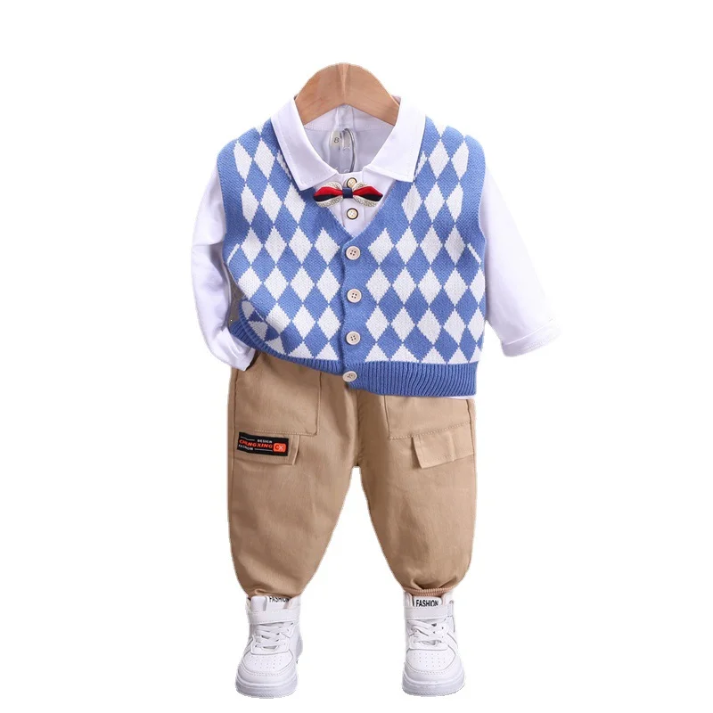 

New Spring Autumn Baby Clothes Children Boys Fashion Cotton Vest T-Shirt Pants 3Pcs/Sets Toddler Casual Costume Kids Tracksuits
