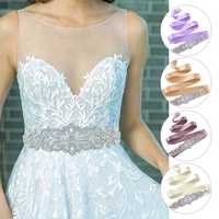 women gorgeous crystal flowers belt satin ribbon girdle sash girl dress belt bridal rhinestone waistband wedding accessories