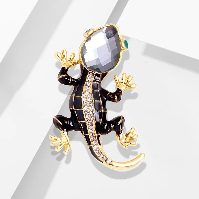 

Crystal Lizard Gecko Brooches For Women Jewelry Luxury Cute Animal Lapel Pin Shining Jewelry Kids Clothing Accessories Wholesale