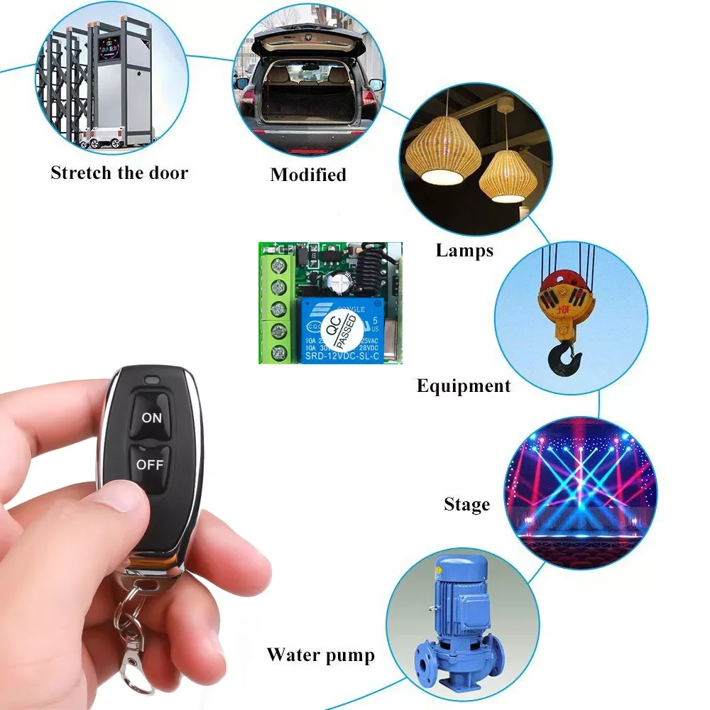 

Control Hot DC12V 10A Relay 1 CH Wireless RF Remote Control Switch Transmitter with Receiver Module LED Remote