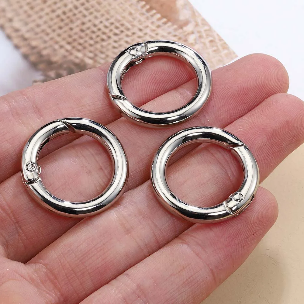 5 Piece O Shape Ring Keyring Spring Clasps Openable Handbag Belt Strap Buckles Dog Tag Chain Snap Clasp Connector for DIY Making