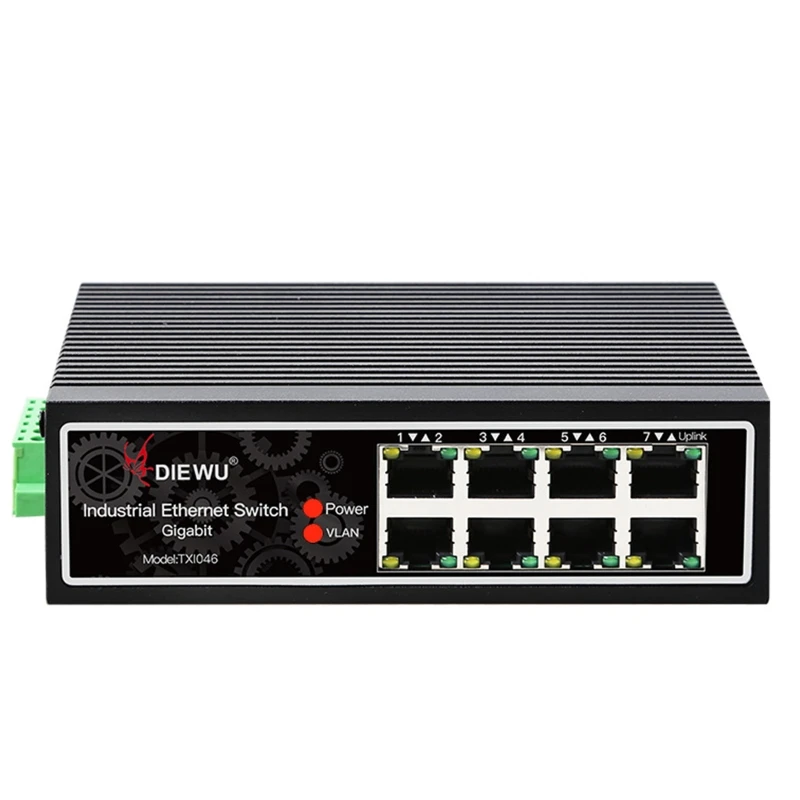 

1000M Ethernet Switch Hub 1000M Rj45 Lan Splitter Hub 8-Port for Dc 9-52 Dropship