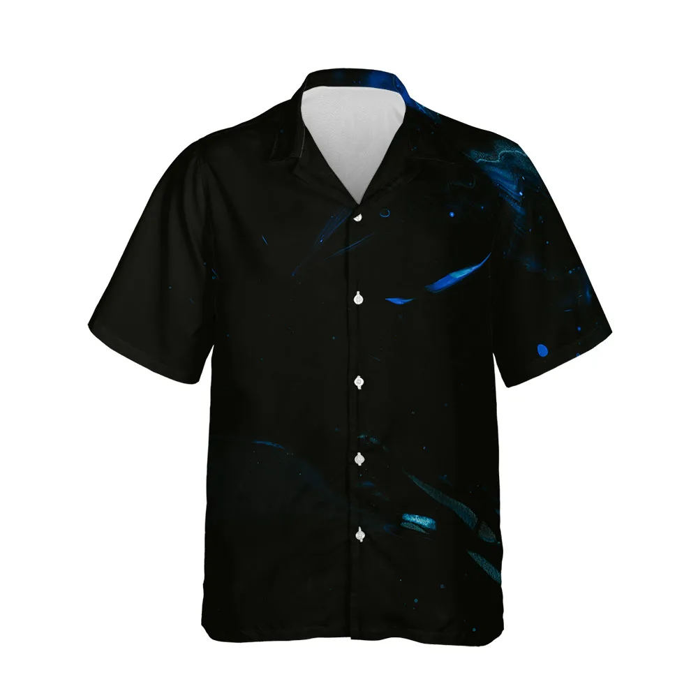 Jumeast 3D Summer Hawaiian Men's Black Short Sleeve Shirt Clothing Casual Fashion Streetwear Blouse Single Breasted Man Clothes