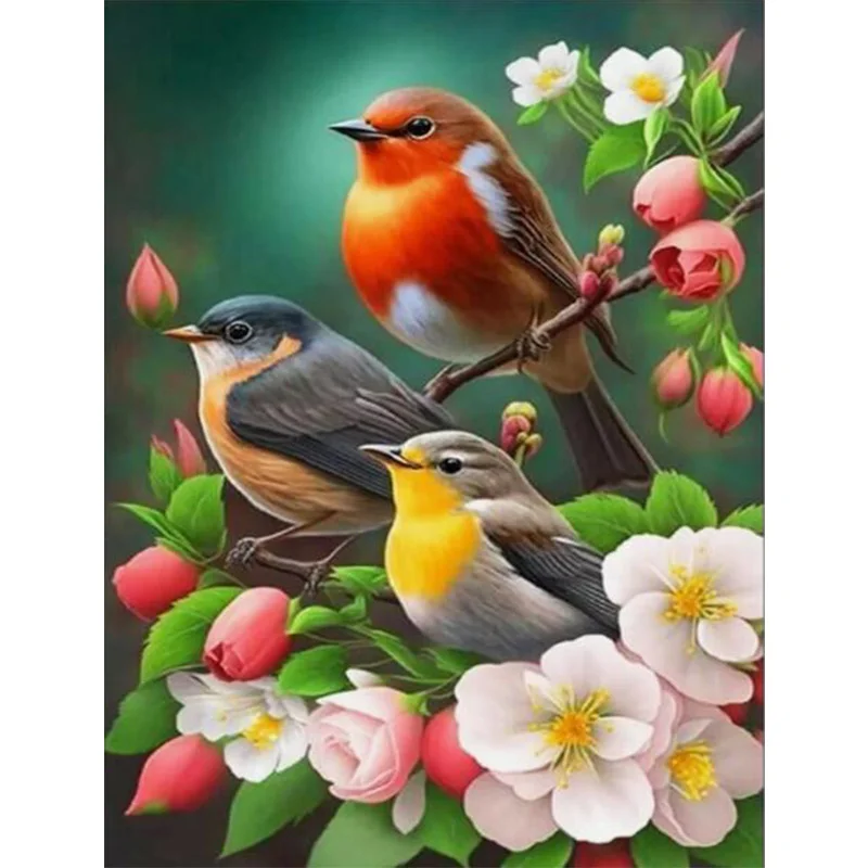 AB Алмазная картина Три птицы на цветочном дереве Набор для вышивания Настенное