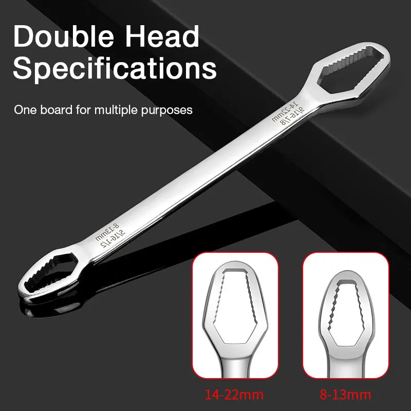 

Double-Headed Self-Tightening Plum Wrench 8-22mm Multi-Use Non-Slip Adjustable Glasses Dumb Wrench Home Auto Repair Hand Tool