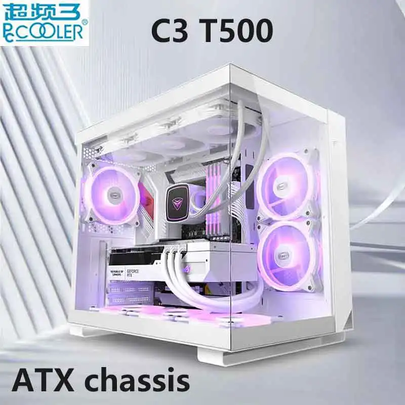 Компьютер с внешним интерфейсом PCCOOLER C3 T500 ATX, поддерживает установку с обратной вставкой/Видеокарта серии 40/стеклянная деталь 270 °/ATX/Φ/ITX