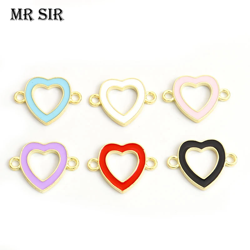 

10pcs Enamel Heart Charm Connectors Mini Hollow Alloy Pendant for Jewelry Making DIY Necklace Bracelet Handmade Accessories Gift