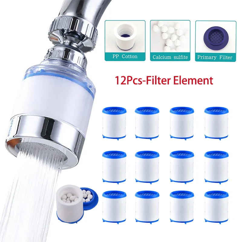 

12PCS Faucet Water Purifier Filter Element Shower PP Cotton Filter Element Splash Filter Universal Tap Adapter for Kitchen Sink