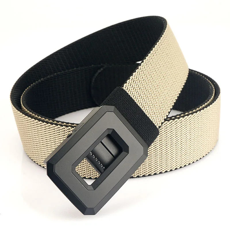 2023 New Hollow Spin Button Nylon Belt Adjustable Polyester Casual Military Elastic Belt High Quality Durable A3451