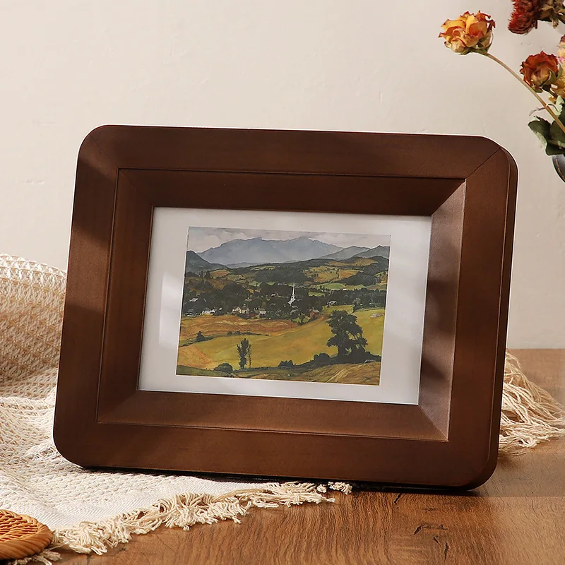 

Boutique Natural Wood Photo Frame With Real Glass Picture Frames Dual-use Models wall-mounted Home Decoration Ornaments