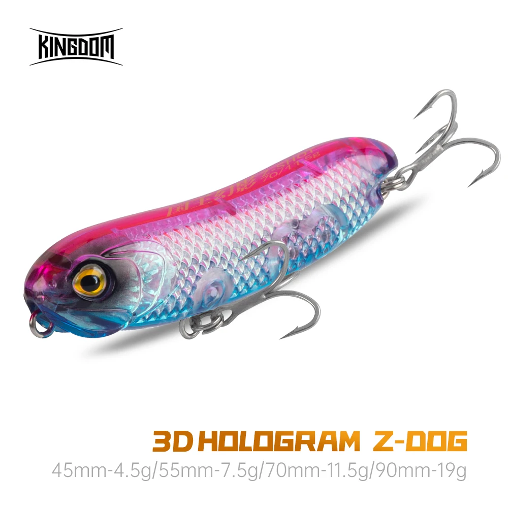 Kingdom Topwater Angelköder Z-Dog 3D-Hologramm 4,5 g 7,5 g 11,5 g 19 g künstlicher Bleistift Minnow schwimmende harte Köder Oberflächenköder