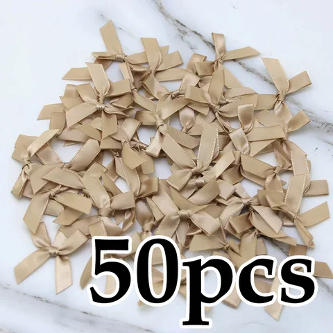 (50 Stcs) 4 cm*4 cm frische rosa Bandbögen kleiner Größe Polyester Satinband Bogen Blume Handarbeit DIY BRÜFUNG