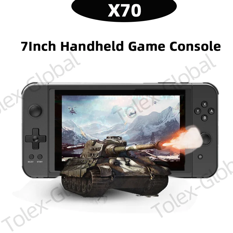 2022 New Handheld Retro Game Console X70 7.0Inch Glass Temper Screen 1024*600Resolutions Simulator Gaming Extension Controllers