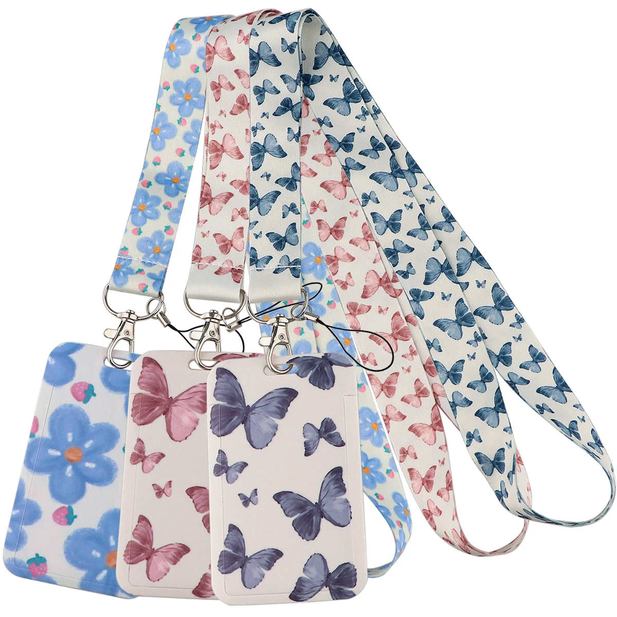 

Flowers Butterfly Lanyards For Key Neck Strap Lanyards ID Badge Holder Keychain Key Holder Hang Rope Keyrings Accessories Gifts