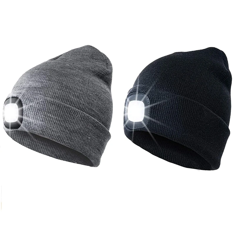 

Unisex LED Beanie Hat With Light,USB Rechargeable Headlight Cap, Winter Knitted Night Lighted Hat Flashlight