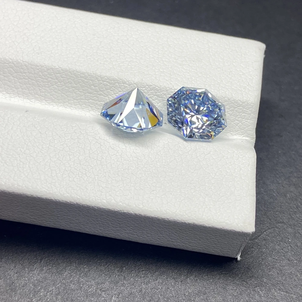 1 Carat Blue Moissanite Diamond Octagon Shape 6.5mm VVS1 Loose Lab Created Gemstone For Ring Jewelry Making
