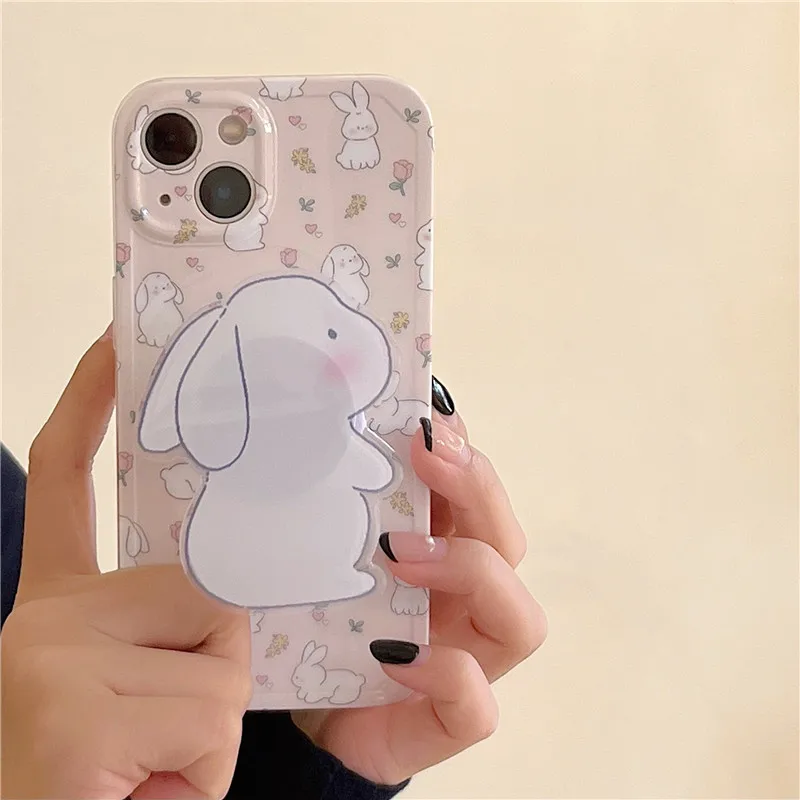 

Cartoon Rabbit Phone Stand Case Cover for IPhone 14 Plus 11 12 13 14 Pro X XR XS Max Shockproof Cases for IPhone 14 Case