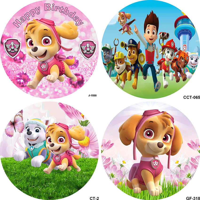 

Paw Patrol Dog Banner Photography Anime Print Round Background Child Birthday Photo Backdrops Decoration Circle Backdrop Covers