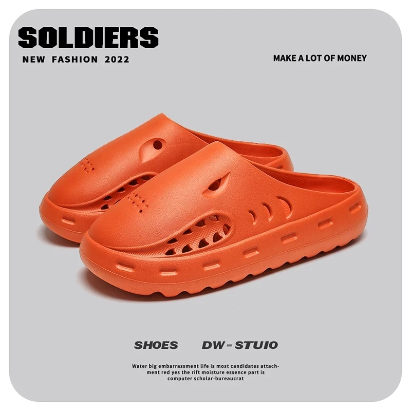 

Luxury Designer Shoes Men's Shark Slippers Baotou Sandals Couple Personality Slippers Women's Casual Beach Shoes Summer Home