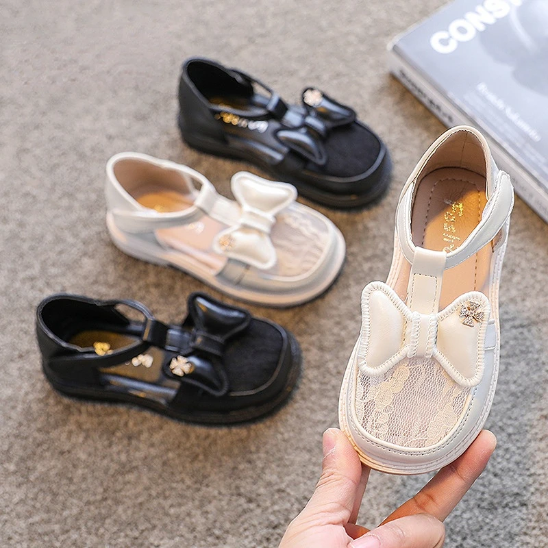 

Туфли детские с квадратным носком, элегантные шелковые, с бантом, школьная обувь для девочек, Мэри Джейн, плоская подошва, черные, на весну