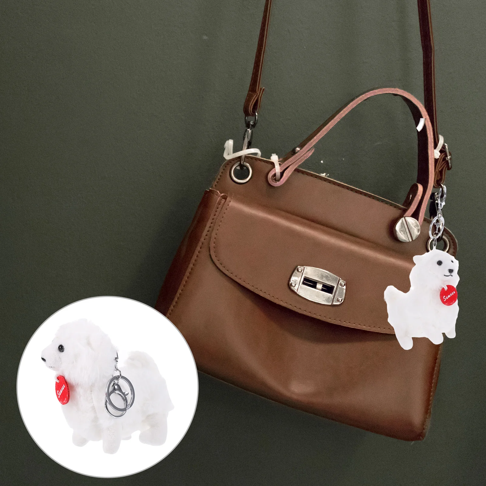 

Fluffy Hanging Decor Keychain Pendants Stuffed Dog Purse Handbags Charms Animal