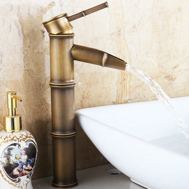 

European Antique Faucet Hot Stage Basin Brass Bamboo Heightening Southeast Asia Faucet Hot And Cold Water Tap