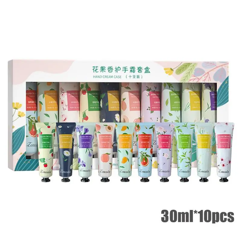 10pcs Hand Cream Floral Fragrance Fruits Series Hands Skin Moisturizing Anti Crack Hand Lotion Hand Moisturizer Hand Care