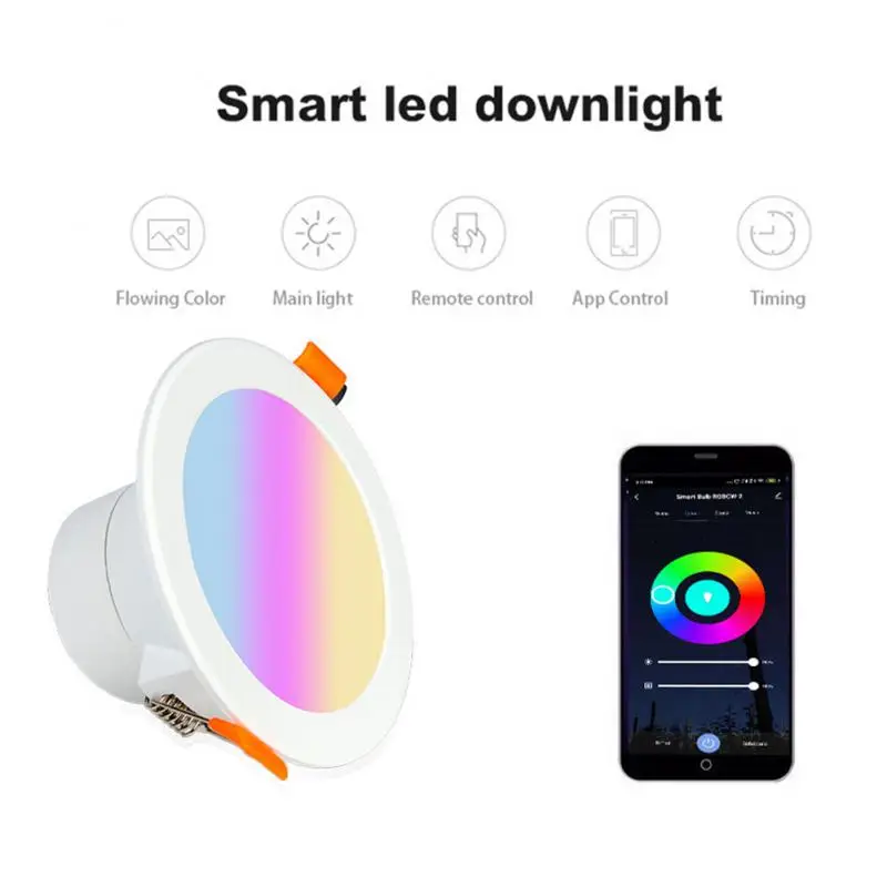 

bluetooth-compatible Colorful Spot LED Ceiling Lamp Recessed Round Light Smart Home Luminaire RGB Dimmable Downlight 110V 220V