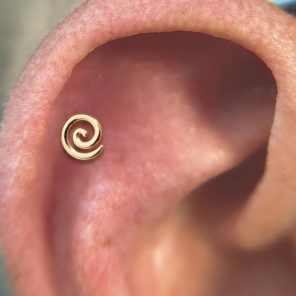 Фото Серьги-спирали AIDE из стерлингового серебра 925 пробы, 16G, гладкие, с плоской задней частью, для пирсинга уха, гипоаллергенные, изысканные ювелирные изделия №3