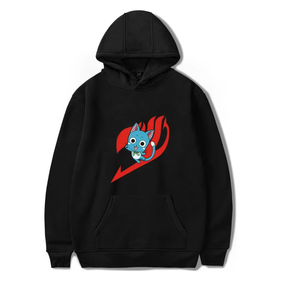 Anime Fairy Tail Happy Printed Cute Couple Long Sleeve Hoodie Sweater Sweatshirt Tops for Men Women Pullover Sweater