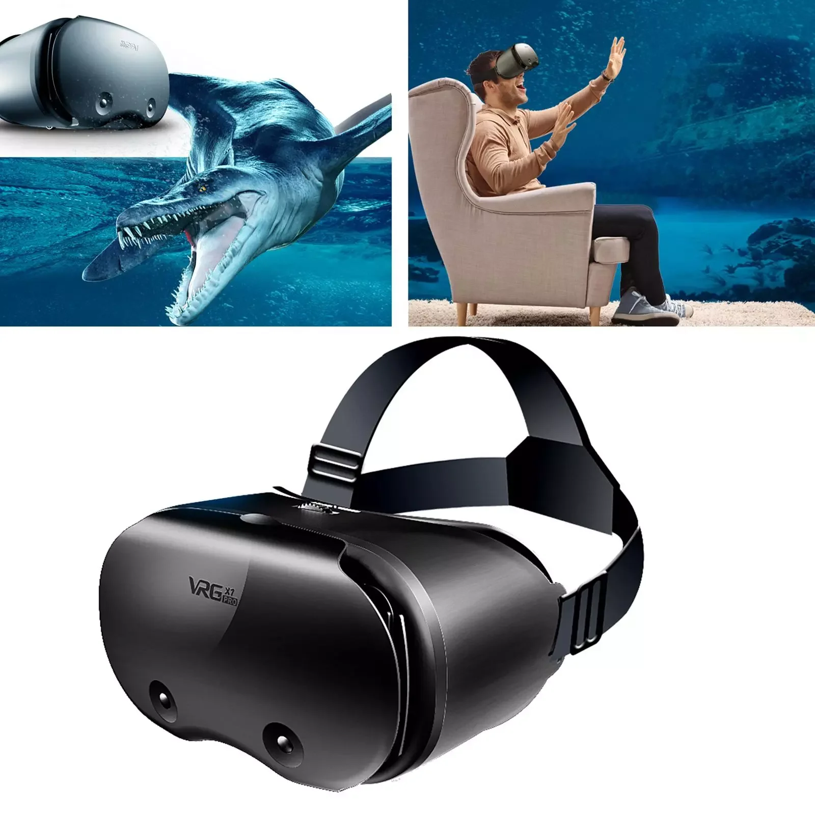 

3D Glasses Reality Full Screen Wide Angle Adjustable for 5-7" Phones Game Myopia Support Movies