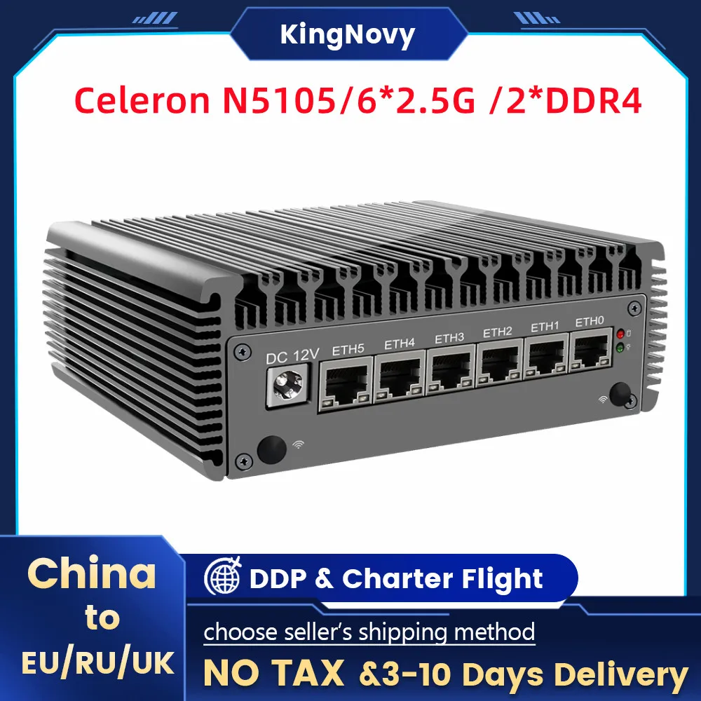 

Powerful pfSense Router Pentium N6006 6 xIntel i225-V B3 2.5G 2500M 2*DDR4 NVME SSD Industrial Soft Fanless Mini PC RS232 COM