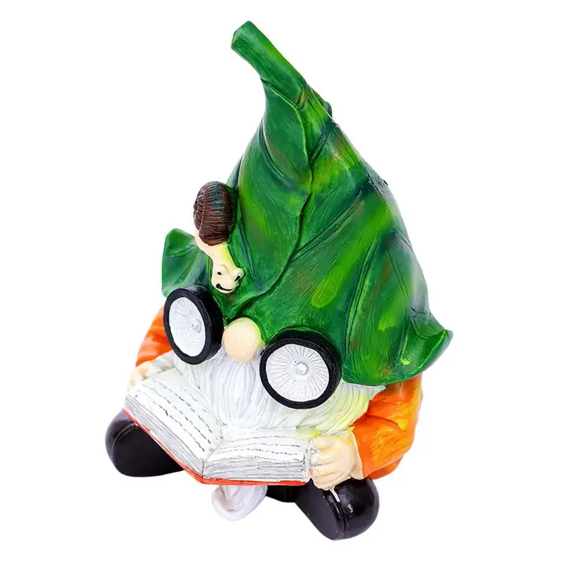 

Garden Gnome Statue With Solar LED Lights Outdoor Gnome Statues Figurines Resin Dwarfs For Indoor Outdoor Ornaments Decorative