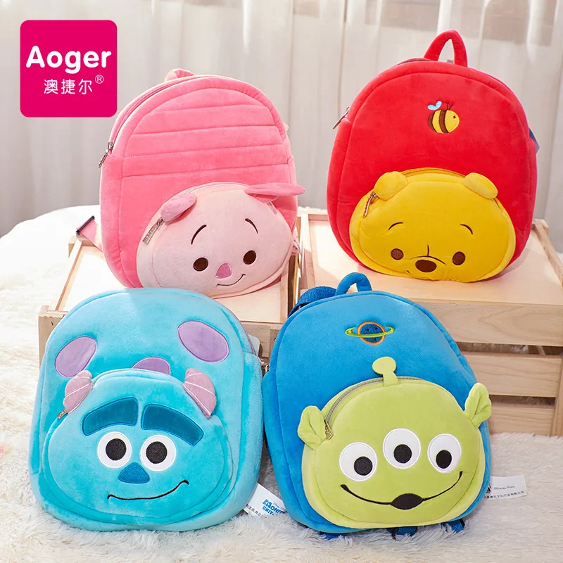 

Kawaii Genuine Disney Q Cute Series Children's Bag Cute Mickey Winnie The Pooh Piglet Primary School Bag Children's Gift