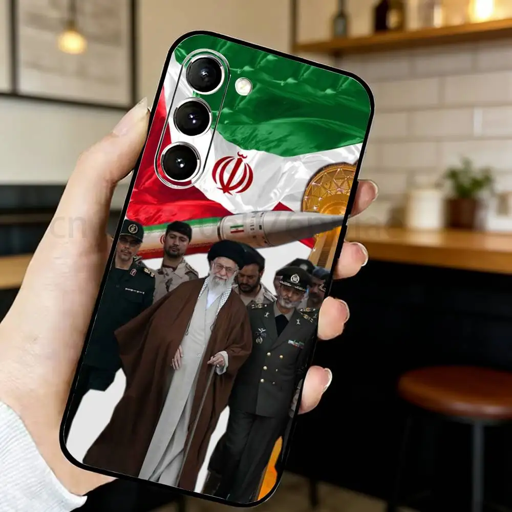 Фото Чехол для телефона Samsung S20,21,22,23,24,25,26 plus, ultra Lite, черный силиконовый чехол с надписью Peace Be Upon Him K-Khamenei I-Iran №3